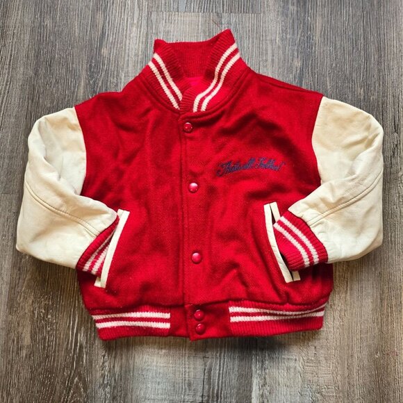 Vintage Varsity Jacket Looney Tunes Wool Leather Warner Bros Kids XS Embroidered - Picture 3 of 16